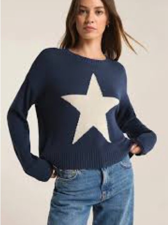 Z Supply Tops - Z Supply Navy Crewneck Sweater with White Star